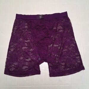 Victoria's Secret Lace Brazilian Slip w/ Bling VS Logo Purple M Y2K Sexy Cosplay
